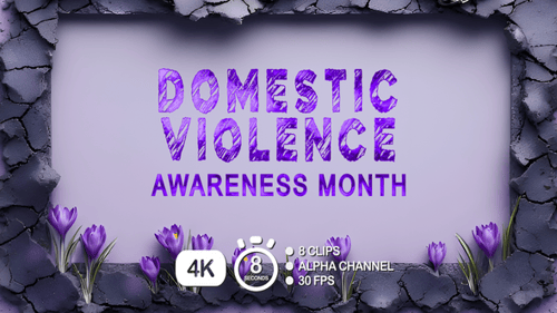Animação de texto do mês de conscientização sobre violência doméstica
