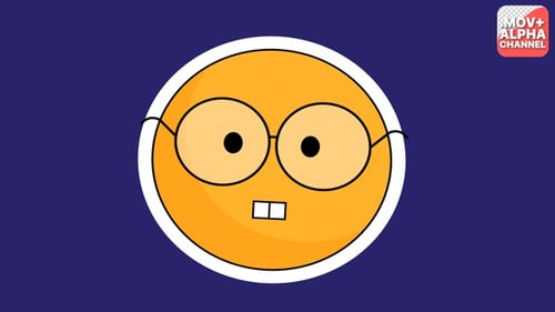 Animated Cartoon Nerd Character Blinking and Bobbing Animation