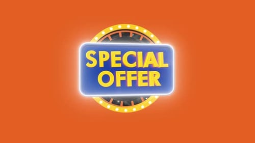 Animated Special Offer Badge with Decorative Neon Glow