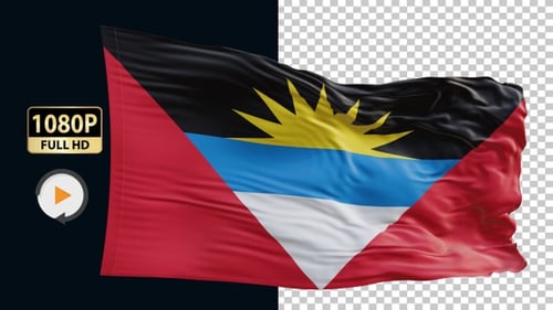 Antigua And Barbuda Flag Hd Loop Alpha