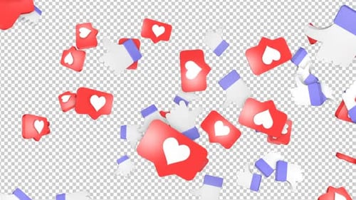 Like and Heart Social Media Reaction on Alpha Channel, Loop