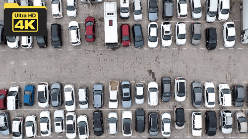 aerial view of cars in the parking lot