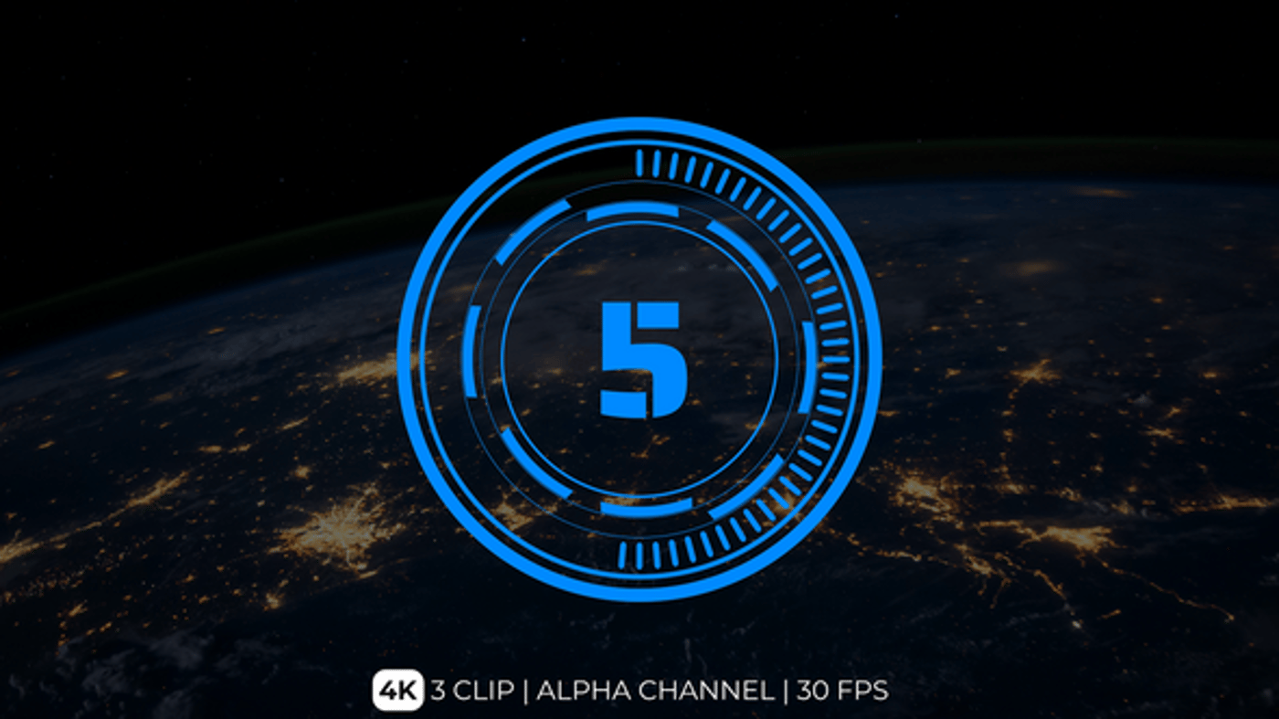Futuristic HUD Digital Countdown Timers with Alpha Channel, Revealer ...