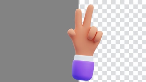 La animación 3D del signo V expresa la actitud universal de victoria y paz | Alpha Channel