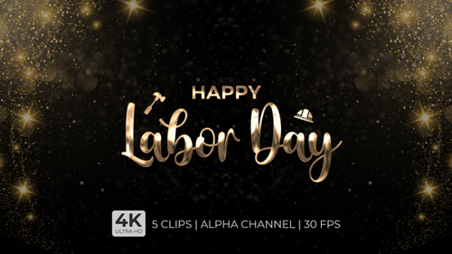 Happy Labor Day Metallic Script Text Animation