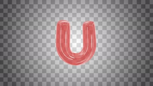 Glossy Red Inflatable Letter U 3D Animation