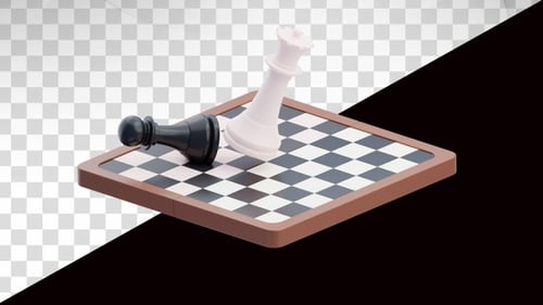 Modern 3D Chess Queen and Pawn Victory Reveal