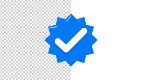 Modern 3D Blue Star Verification Checkmark Animation