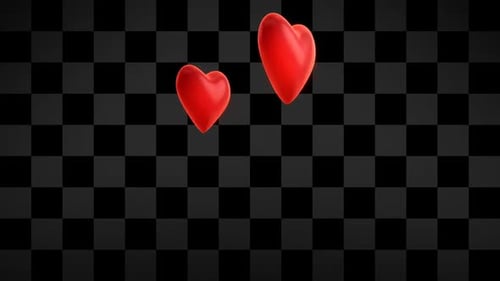 Animated Bouncing 3D Red Hearts Element