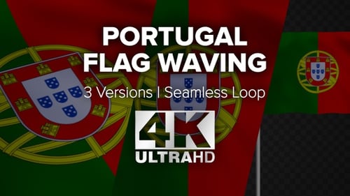Realistic Portugal Flag Waving Loop Animation