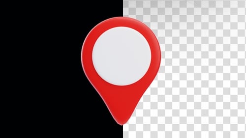 Animación del icono de ubicación del pin del mapa rojo en 3D