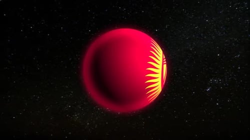 Animated Flag of Kyrgyzstan on Rotating Globe