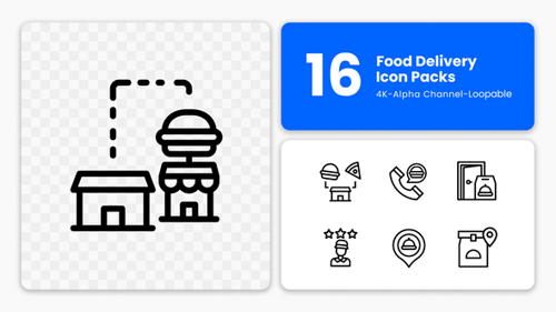 Animated Food Icons – Delivery, Orders & Transportation (4K Motion Graphics)