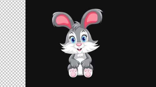 Cute Cartoon Rabbit Character Animated Blink and Talk Cycle