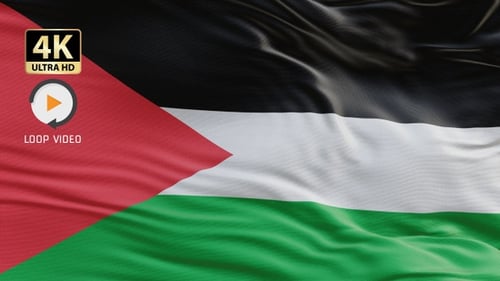 Realistic Waving Flag of Palestine Animation