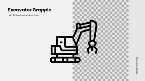 Animated Excavator Grapple Line Icon Loop