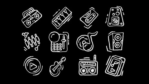 Hand-Drawn Animated Music and Audio Sketch Icons