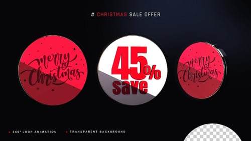 Animated Circle Badges: Merry Christmas and Percent Save