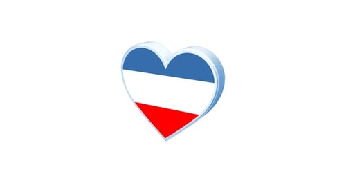 Modern 3D Rotating Heart Flag Icon Animation