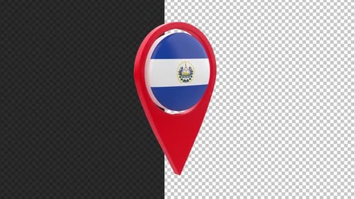 Rotating 3D El Salvador Flag Map Pin Animation