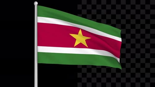 National Flag Waving Animation on Pole with Alpha Channel