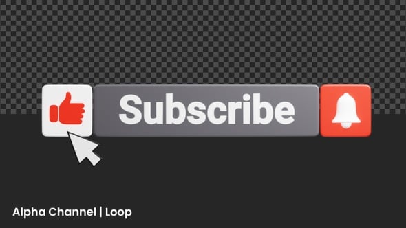 3D Youtube Subscribe Animation | Alpha Loop, Elements Motion Graphics ...