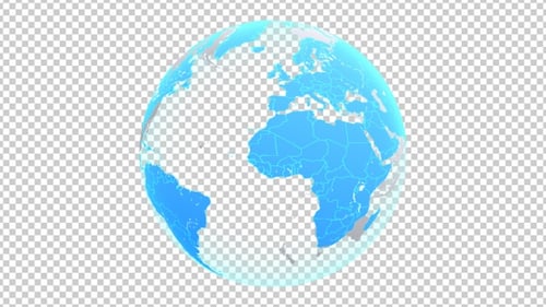 Rotating Digital World Map Globe Animation with Borders