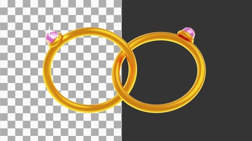 3D Animation of Interlocked Gold Wedding Rings | Alpha Channel