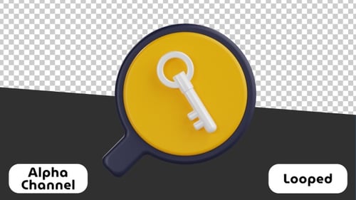 Magnifying Glass Revealing Animated 3D Key Icons