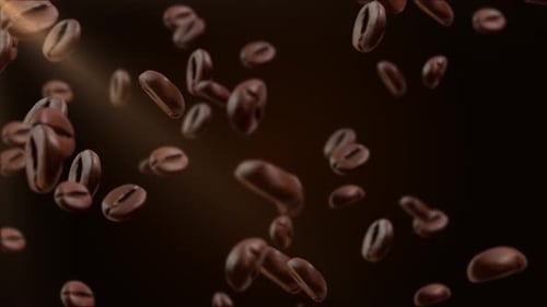Coffee beans flight in Light Green Screen Loop Animation Background.