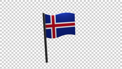 Animated 3D Waving Flag of Iceland