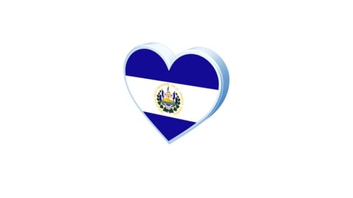 El Salvador Flag Heart 3D Rotation Animation
