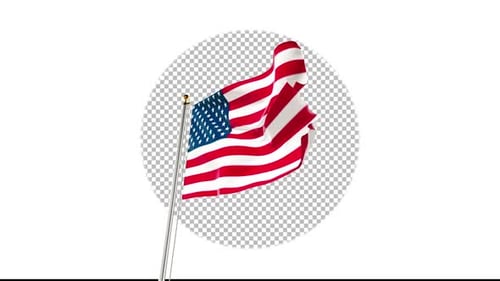 Realistic Waving American Flag Alpha Overlay