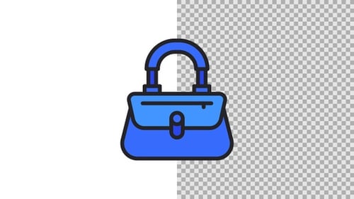 Animated Blue Handbag Fashion Accessory Icon Flat Design