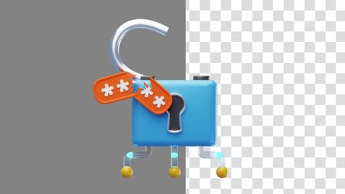 Animation 3D du mot de passe du cadenas