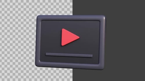 3D Animated Media Player Icon with Star Rating Feedback
