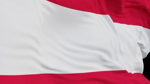 The Austria flag with alpha channel waving in the wind in slow motion