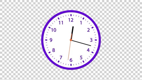 Animated 2D Flat Design Clock Showing Time Passing