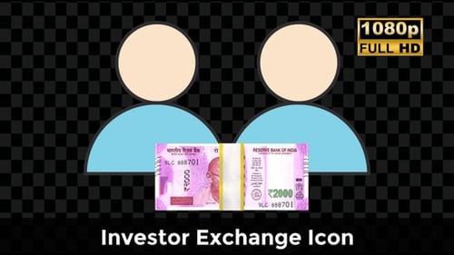 People Icons and Spinning Indian Rupee Banknotes Animation