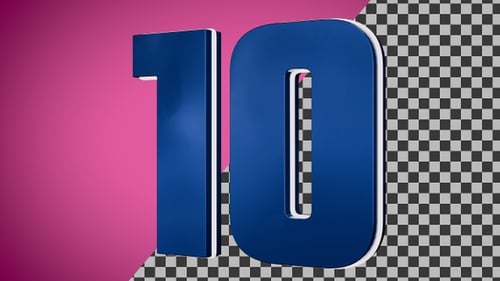 Glossy Blue 3D Numbers Spinning Animation