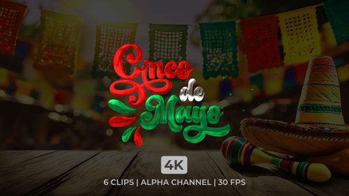 Animação de texto de Cinco De Mayo