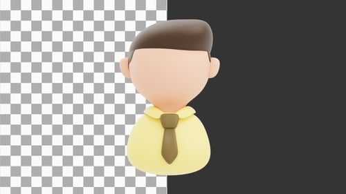 3D Animation of Confident Businessman Portrait | Alpha Channel