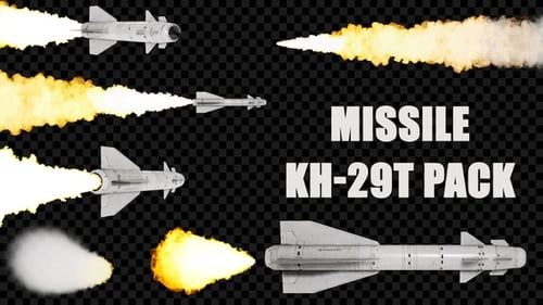 Military Missile Flying with Exhaust Trail Animation