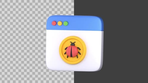 3D Animated Web Page Virus Infected Icon