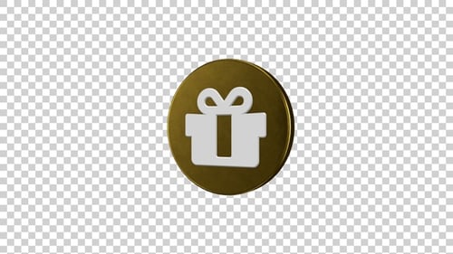 Animated 3D Golden Gift Coin Spinning Icon