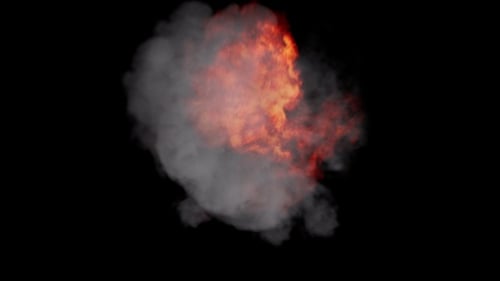 Realistic Fiery Explosion with Dynamic Smoke Effect