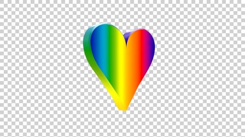 Spinning Rainbow 3D Heart Symbol Animation
