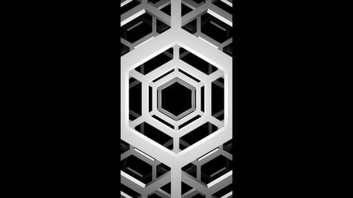 Fondo de animación de bucle de túnel hexagonal blanco de vídeo vertical