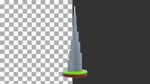 3D-Animation zum Wachsen des Burj Khalifa Towers | Alpha Channel