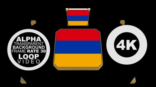 3D Animated Armenia Flag Pin Badge Reveal